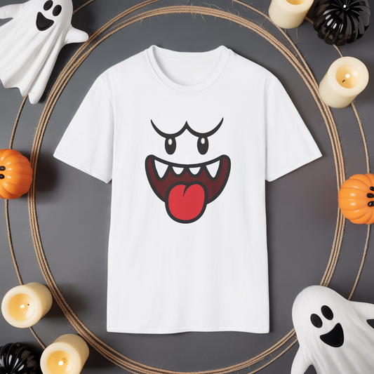 Ghost Face Graphic T-Shirt – Funny Spooky Cute Retro Halloween Tee, Y2K Nostalgia Bold Design, Soft Cotton, Fall Gift Shirt