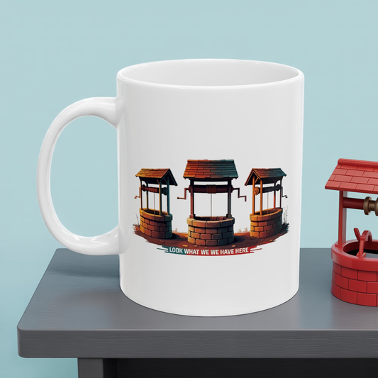 Funny Well Coffee Mug – “Look What We We Have Here” Pun Cup | Unique Gift for Friends, Coworkers, Coffee Lovers, Office Humor Drinkware