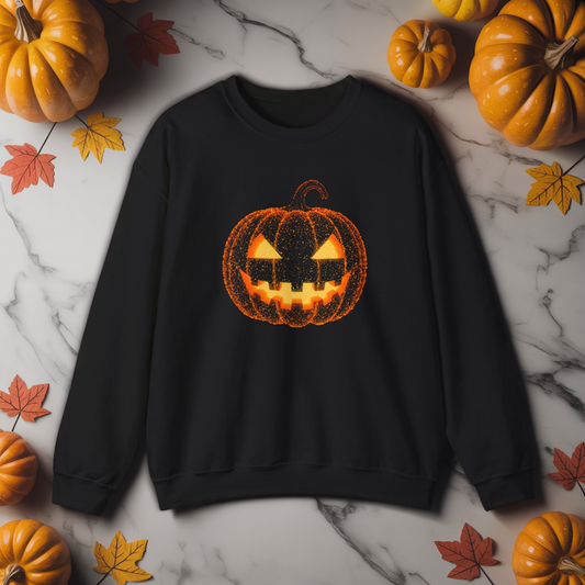 Jack O'Lantern Pumpkin Sweatshirt • Halloween Crewneck Sweater • Spooky Season Fall Top • Cozy Autumn Pumpkin Patch Graphic Shirt