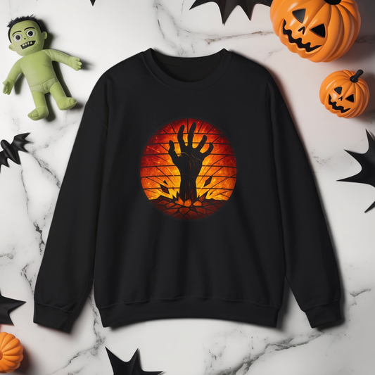 Zombie Hand Sweatshirt, Creepy Rising Hand Crewneck, Halloween Graveyard Sweatshirt, Spooky Hand Emerging, Gothic Horror Sweater