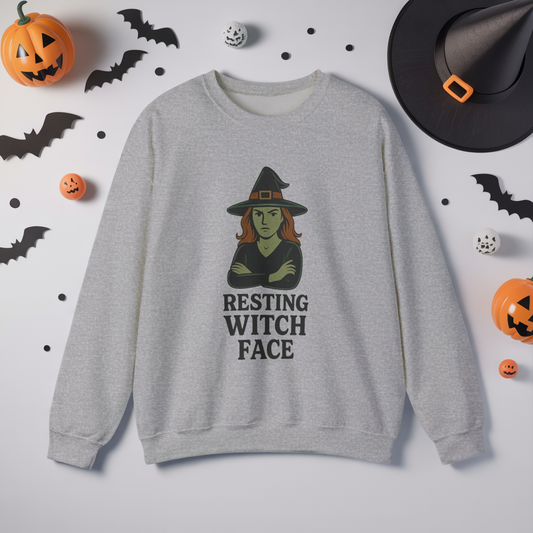 Resting Witch Face Sweatshirt, Funny Halloween Witch Crewneck, Spooky Season Sweatshirt, Fall Humor Graphic Pullover, Witchy Gift