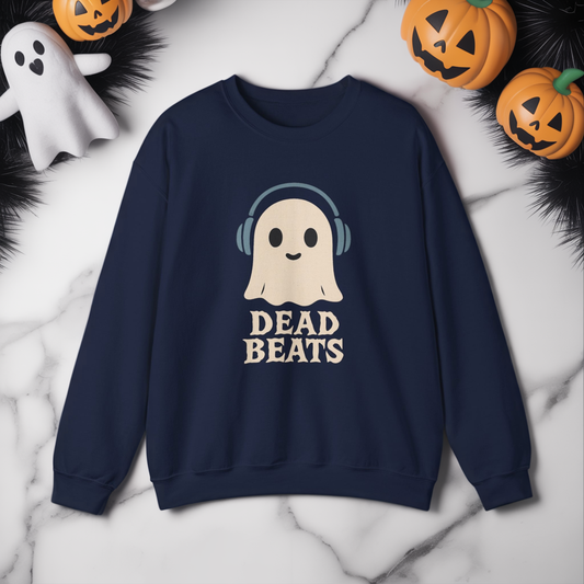 Dead Beats Ghost Sweatshirt, Funny Halloween Crewneck, Spooky Season Pullover, Music Lover Halloween Shirt, Cute Ghost Graphic Top