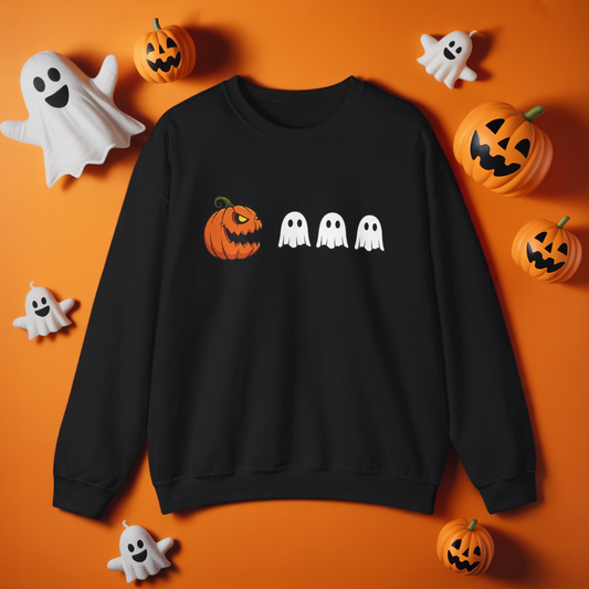Pumpkin Ghost Sweatshirt, Funny Halloween Crewneck, Spooky Ghost Sweater, Cute Pumpkin Sweatshirt, Fall Outfit, Scary Face Sweatshirt