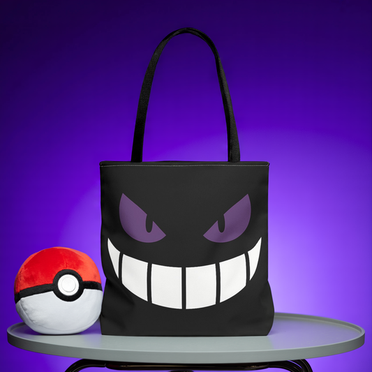Evil Grin Tote Bag, Spooky Purple Eyes Reusable Shopping Bag, Creepy Cute Halloween Tote, Gothic Horror Canvas Bag, Gamer Room Accessory