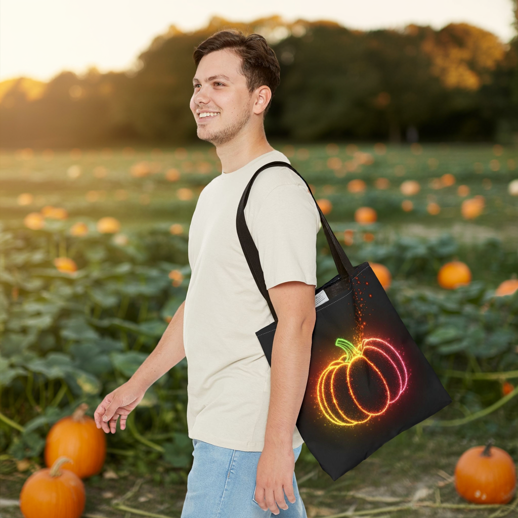 Neon Pumpkin Tote Bag, Halloween Tote, Fall Aesthetic Trick Or Treat Bag, Spooky Season Accessory, Pumpkin Bag, Fall Gift Idea