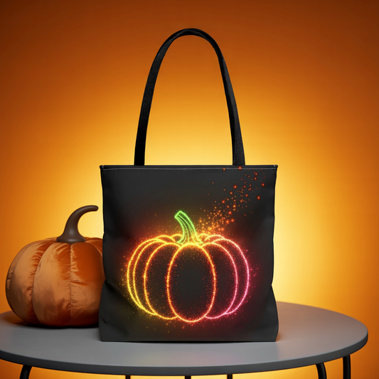 Neon Pumpkin Tote Bag, Halloween Tote, Fall Aesthetic Trick Or Treat Bag, Spooky Season Accessory, Pumpkin Bag, Fall Gift Idea