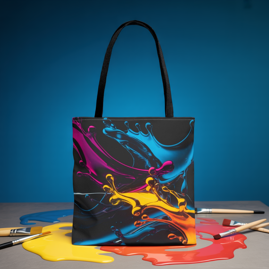 Abstract Neon Splash Tote Bag, Vibrant Colorful Art Bag, Reusable Shopping Bag, Modern Everyday Carryall, Bright Aesthetic Gift For Her