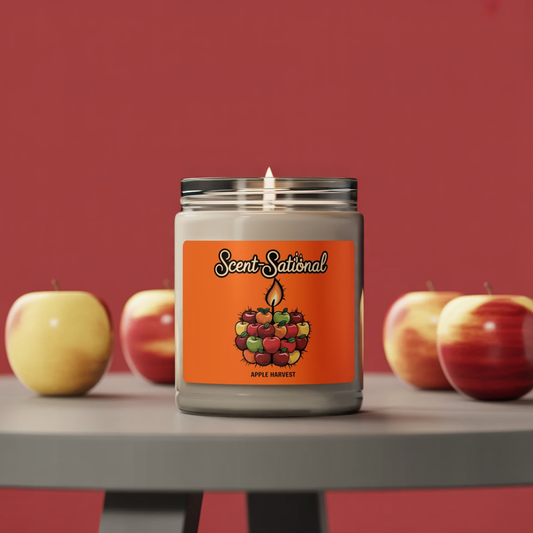 Apple Harvest Scented Candle, Fresh Fruit Aromatherapy Soy Candle, Eco-Friendly Reusable Jar, Cozy Fall Fragrance Gift For Home Lovers
