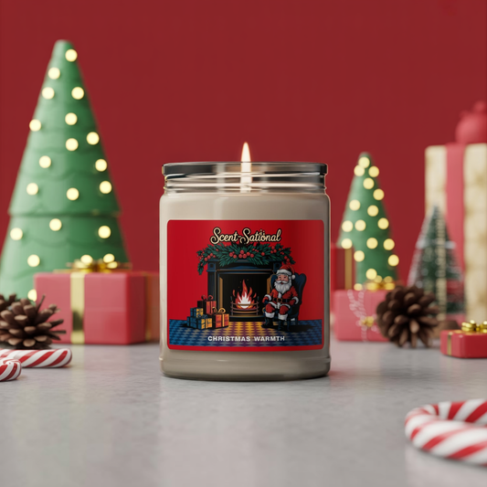Christmas Warmth Scented Candle, Cozy Holiday Soy Candle, Reusable Glass Jar, Festive Home Fragrance Gift For Winter And Christmas Decor