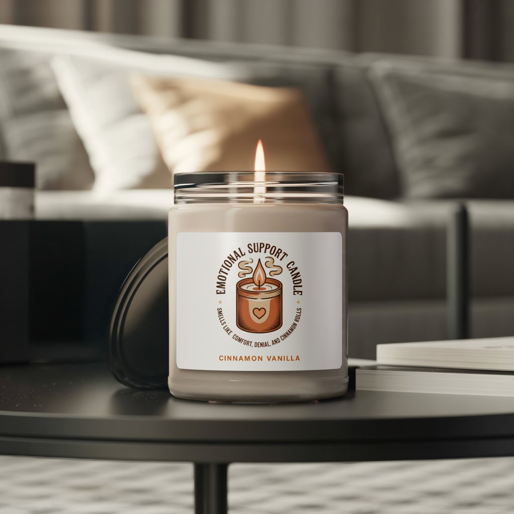 Emotional Support Candle, Cinnamon Vanilla Scented Soy Candle, Cozy Aromatherapy Jar Candle, Relaxation And Self-Care Gift For Home