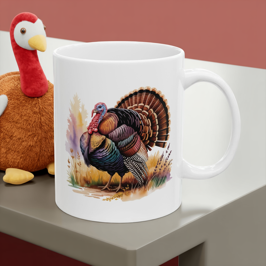 Thanksgiving Turkey Coffee Mug, Fall Harvest Ceramic Mug With Colorful Turkey Design, Holiday Gift For Coffee Lovers And Autumn Home Decor