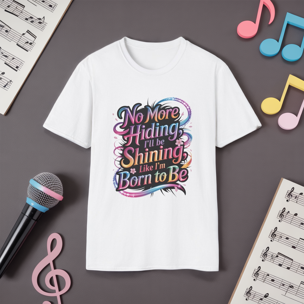 No More Hiding T-Shirt, KPop Anime Inspired Shirt, Motivational Graphic Tee, Shining Born to Be Top, Positive Quote Shirt for Fans and Dreamers
