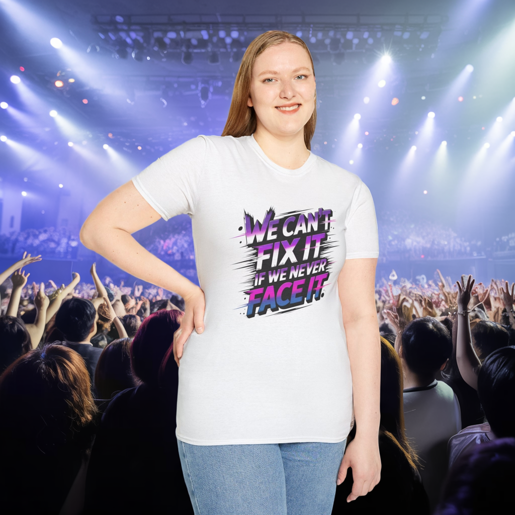 We Can't Fix It If We Never Face It T-Shirt, KPop Anime Inspired Graphic Tee, Motivational Quote Shirt, Empowering Aesthetic Top For Fans And Dreamers