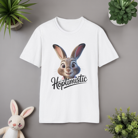 Hoptimistic Bunny T-Shirt, Cute Rabbit Pun Shirt, Positive Quote Tee, Animal Lover Gift, Funny Motivational Top, Easter Or Everyday Wear