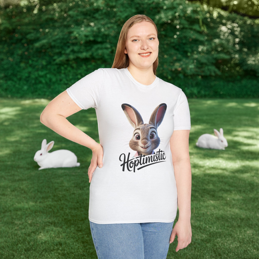 Hoptimistic Bunny T-Shirt, Cute Rabbit Pun Shirt, Positive Quote Tee, Animal Lover Gift, Funny Motivational Top, Easter Or Everyday Wear