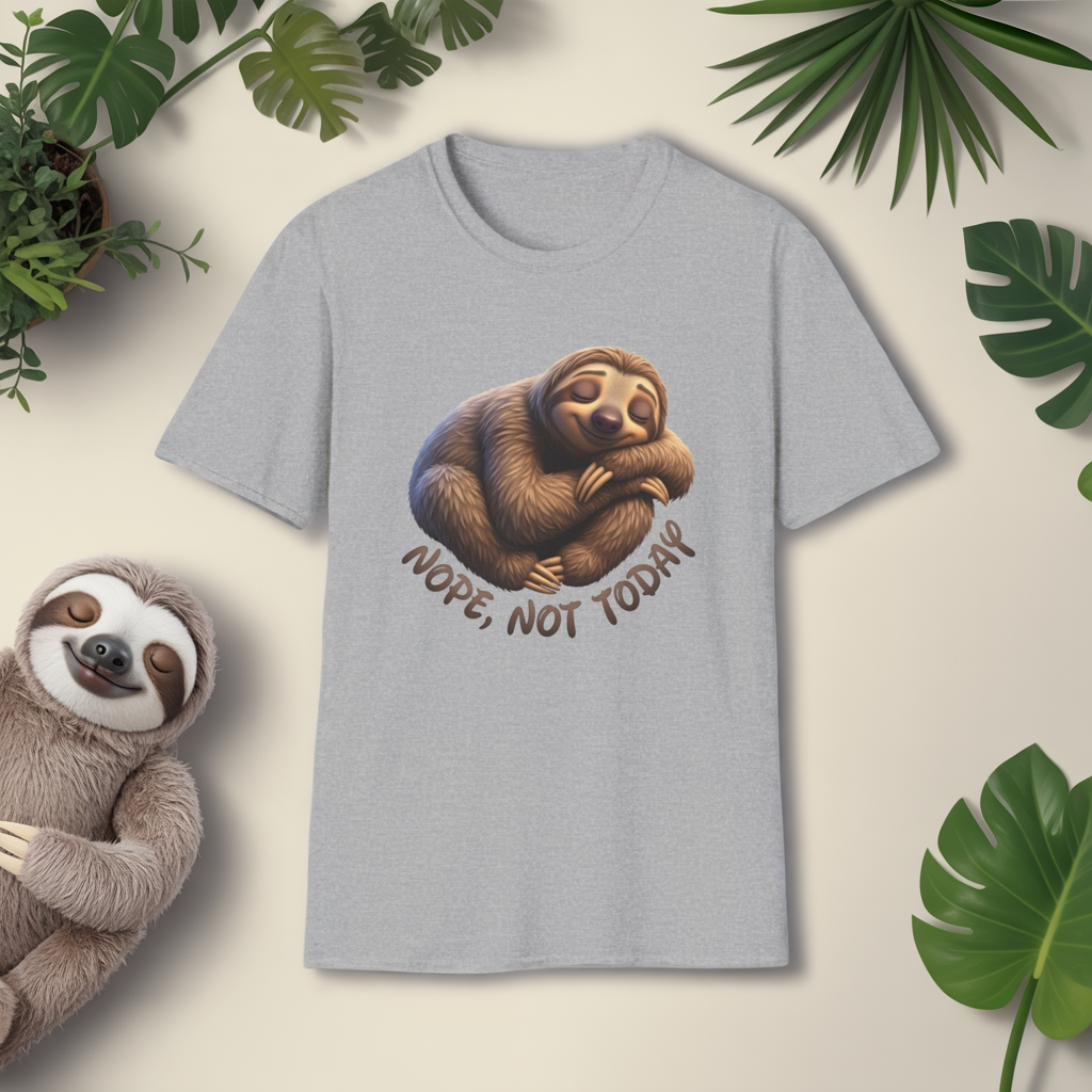 Nope Not Today Sloth T-Shirt, Funny Lazy Day Shirt, Cute Animal Lover Tee, Relaxed Humor Top, Chill Gift Idea For Men And Women