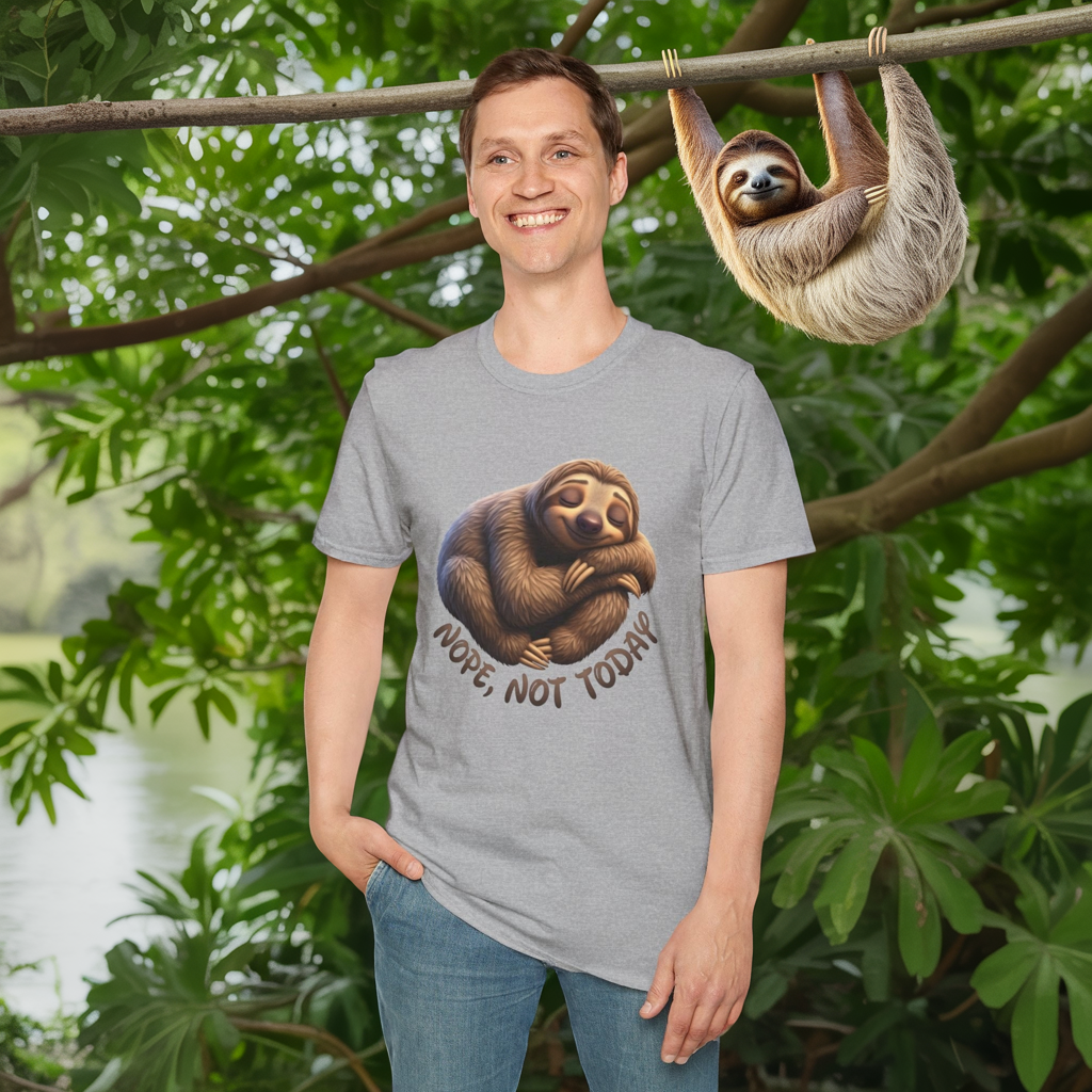 Nope Not Today Sloth T-Shirt, Funny Lazy Day Shirt, Cute Animal Lover Tee, Relaxed Humor Top, Chill Gift Idea For Men And Women