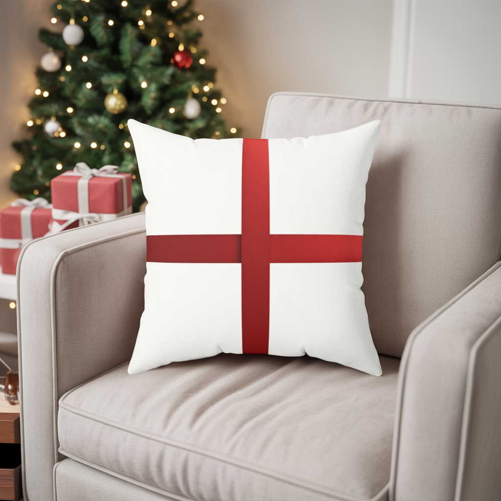 Holiday Gift Bow Throw Pillow, Christmas Present Inspired Cushion, Festive Red Ribbon Pillow, Holiday Home Decor, Winter Sofa Accent