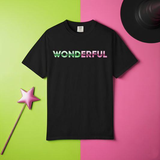 Wonderful Broadway Inspired T-Shirt, Musical Theater Graphic Tee, Green And Pink Gradient Shirt, Unisex Gift For Fans And Performers