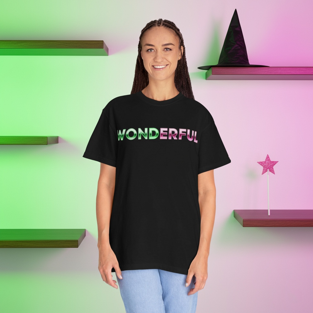 Wonderful Broadway Inspired T-Shirt, Musical Theater Graphic Tee, Green And Pink Gradient Shirt, Unisex Gift For Fans And Performers