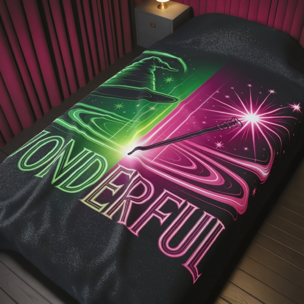 Wonderful Broadway-Inspired Blanket, Neon Theater Throw, Cozy Musical Gift, Soft Fleece Bed Blanket, Magical Room Decor For Broadway Fans