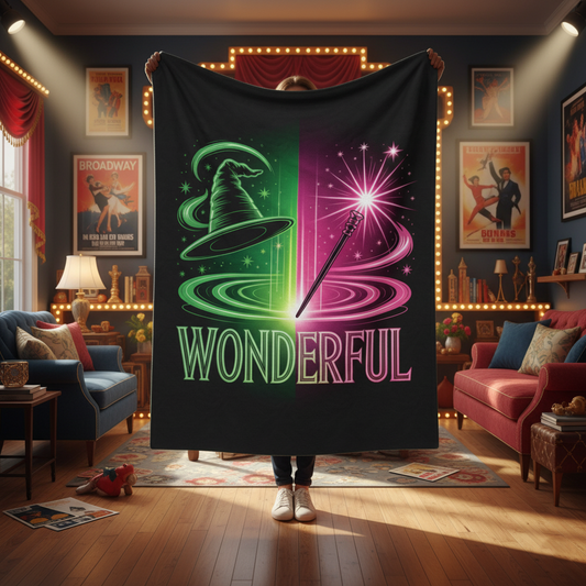 Wonderful Broadway-Inspired Blanket, Neon Theater Throw, Cozy Musical Gift, Soft Fleece Bed Blanket, Magical Room Decor For Broadway Fans