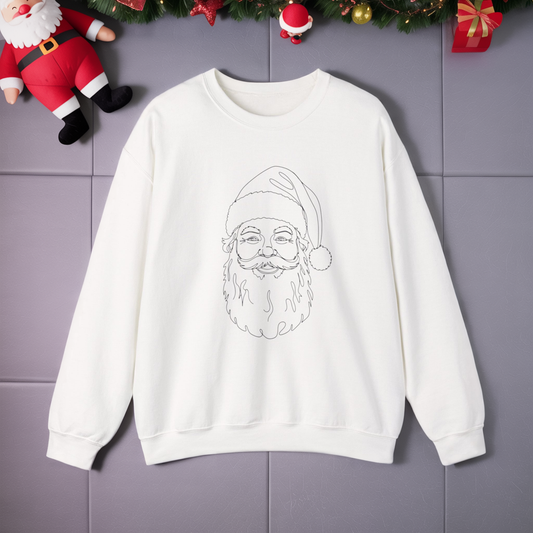 Minimalist Santa Sweatshirt | Modern Line Art Christmas Crewneck | Simple Holiday Sweater | Cozy Neutral Xmas Gift for Him or Her