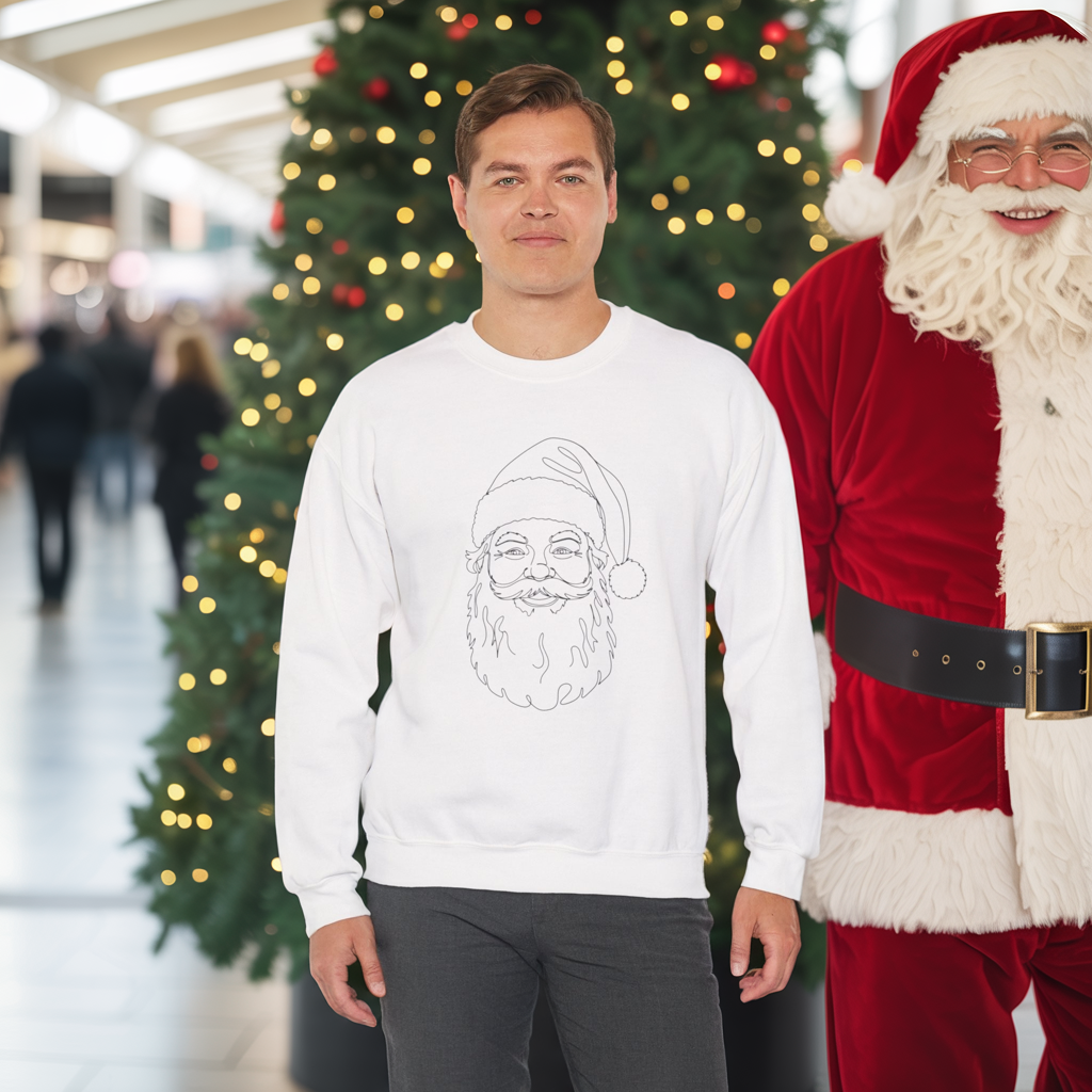 Minimalist Santa Sweatshirt | Modern Line Art Christmas Crewneck | Simple Holiday Sweater | Cozy Neutral Xmas Gift for Him or Her