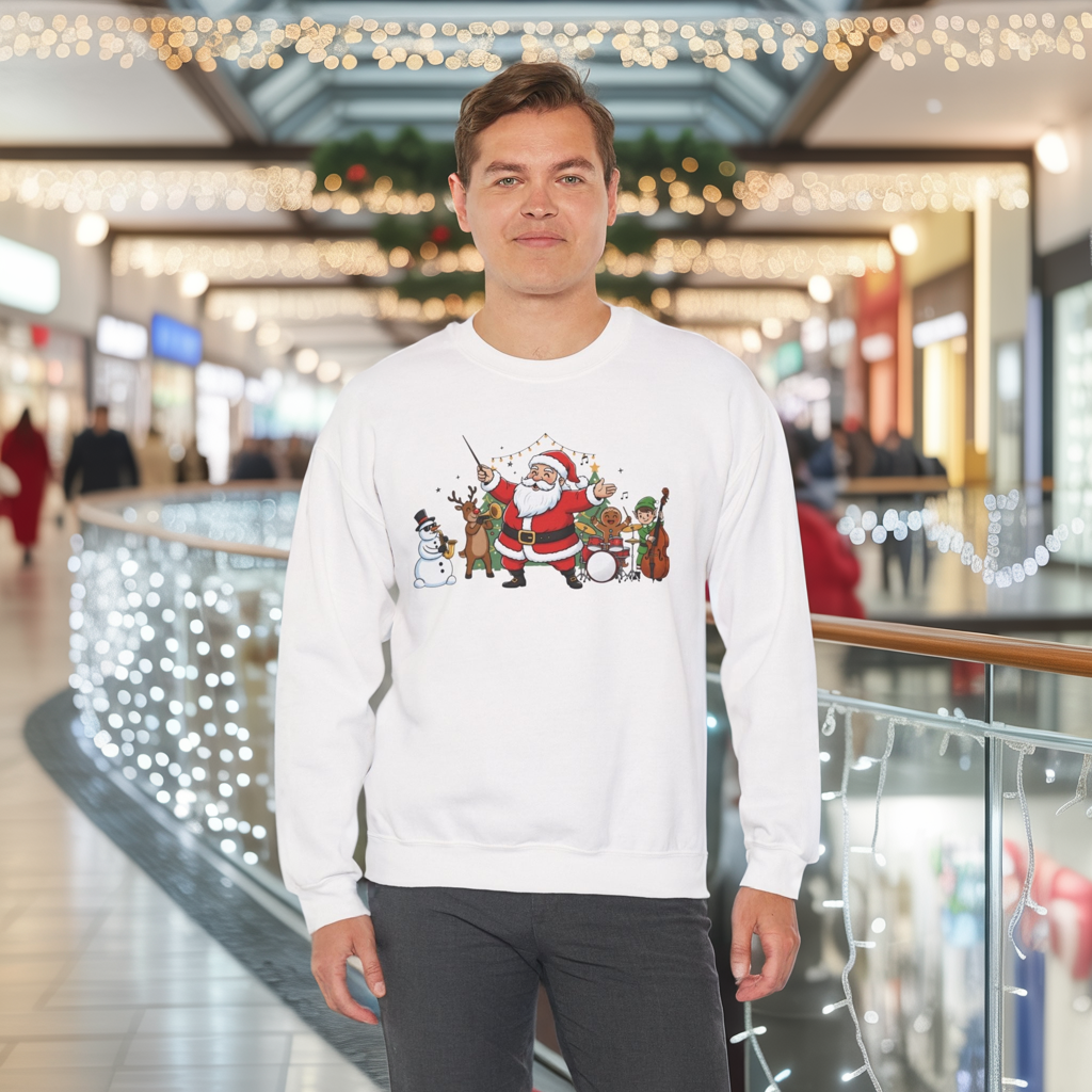 Santa’s Christmas Band Sweatshirt | Funny Holiday Crewneck | Festive Unisex Christmas Sweater | Cozy Winter Gift