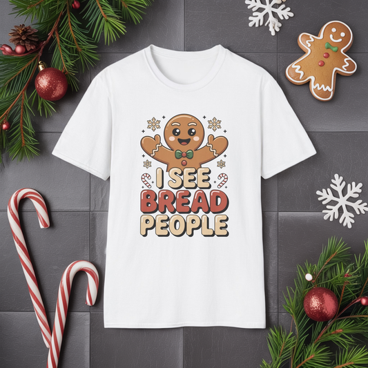 I See Bread People Shirt, Gingerbread Man Christmas Tee, Funny Holiday Baking Shirt, Cute Gingerbread Cookie TShirt, Xmas Humor Shirt, Food Pun Tee