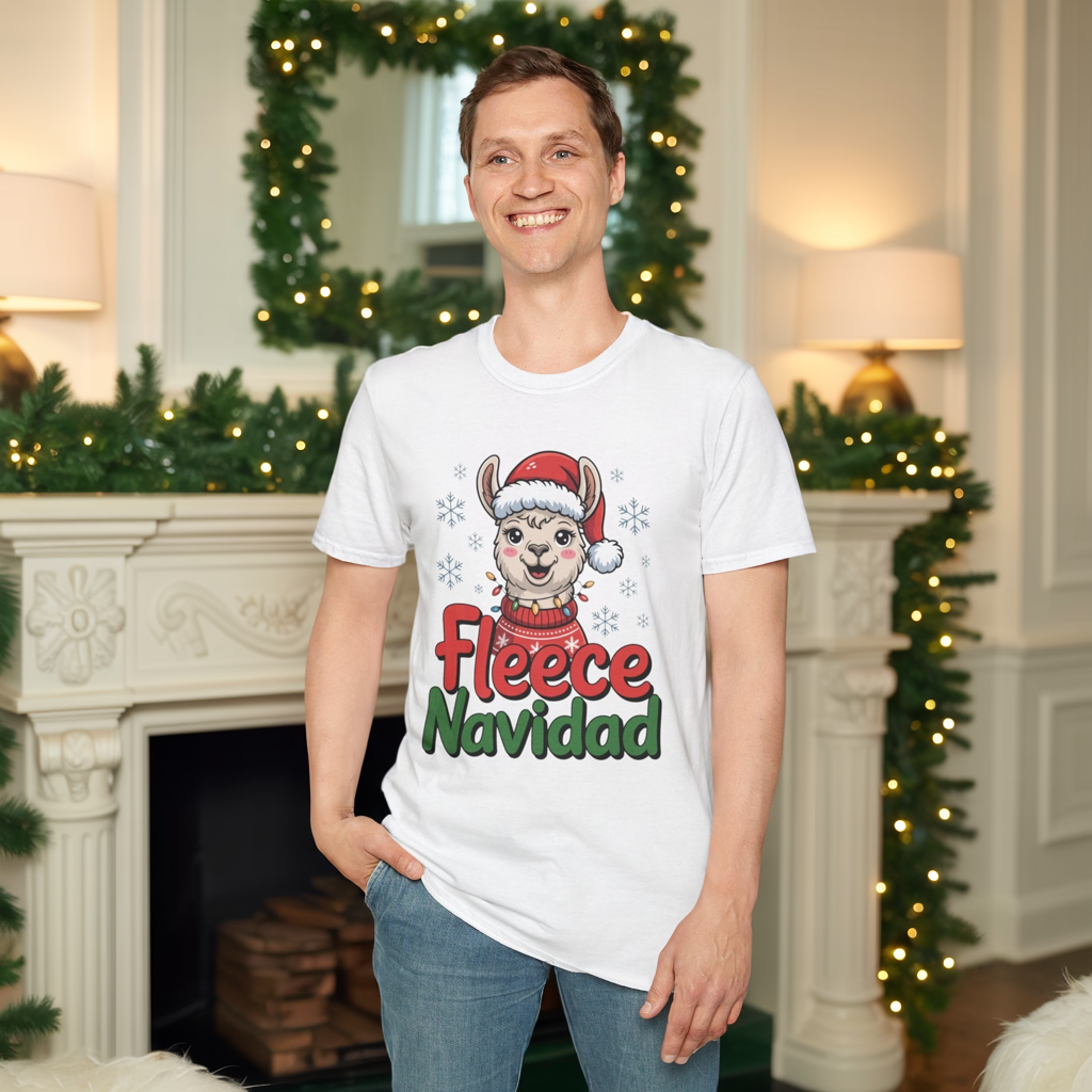 Fleece Navidad Llama Christmas Shirt, Funny Llama Xmas Tee, Cute Holiday Pun Shirt, Fuzzy Llama Santa Sweater Shirt, Christmas Gift Tee