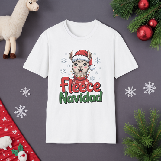 Fleece Navidad Llama Christmas Shirt, Funny Llama Xmas Tee, Cute Holiday Pun Shirt, Fuzzy Llama Santa Sweater Shirt, Christmas Gift Tee