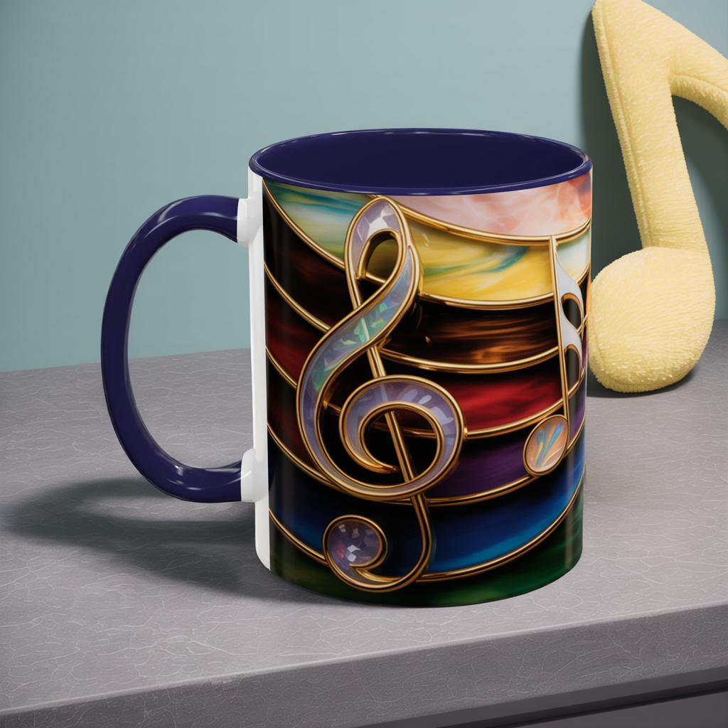 Stained Glass Music Notes Mug - Colorful Music Lover Gift - Music Teacher Mug - Treble Clef Coffee Cup - Musician Gift Idea - 11oz & 15oz Ceramic Mug