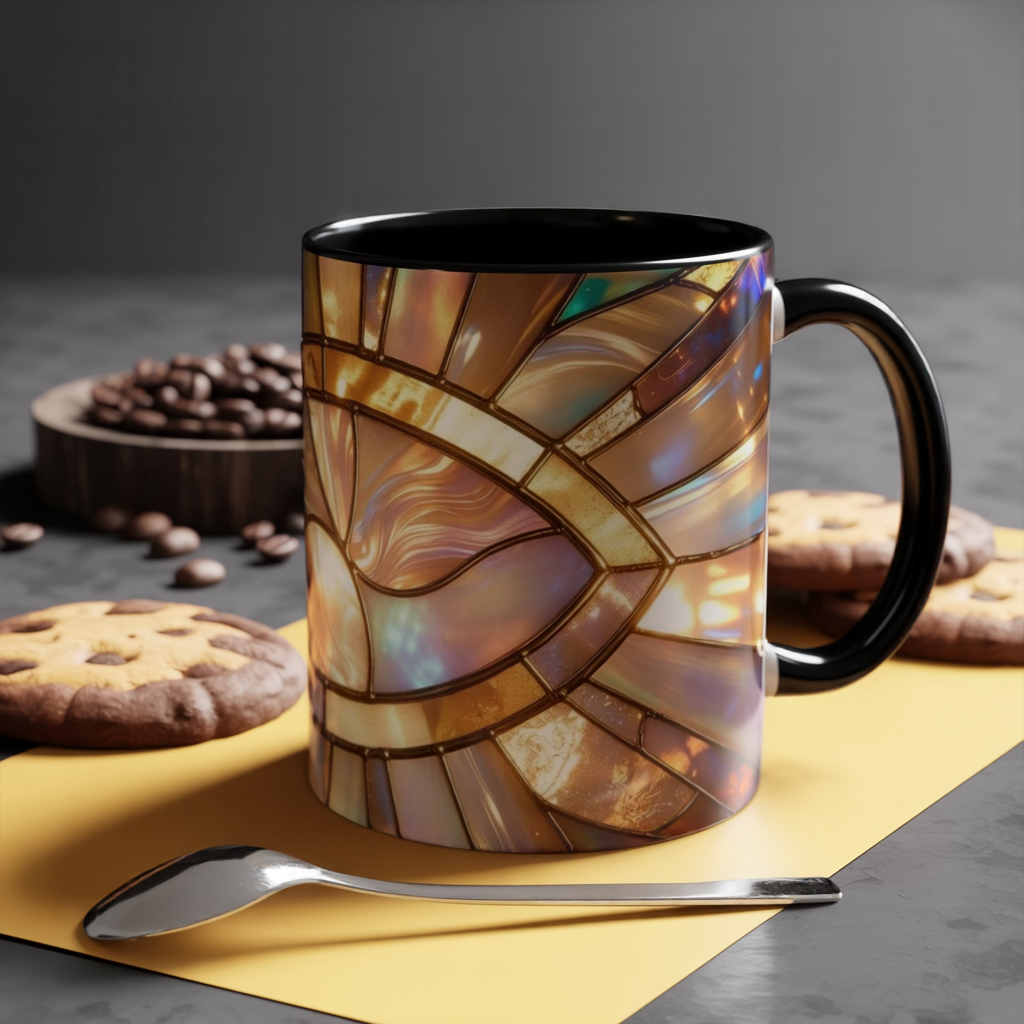 Stained Glass Ichthys Mug, Jesus Fish Christian Coffee Cup, Religious Art Mug, Faith Gift For Women, Inspirational Stained Glass Christian Symbol Design