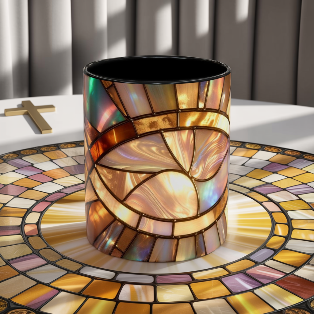 Stained Glass Ichthys Mug, Jesus Fish Christian Coffee Cup, Religious Art Mug, Faith Gift For Women, Inspirational Stained Glass Christian Symbol Design