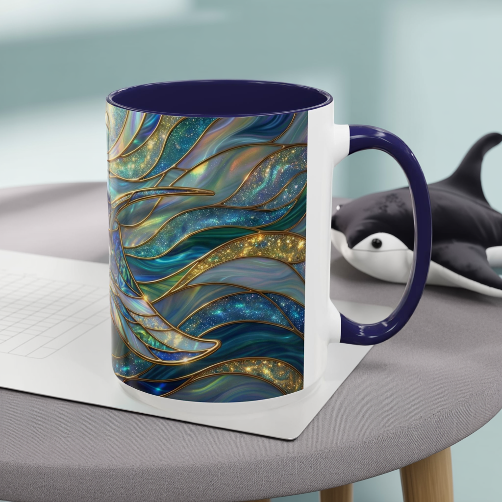 Stained Glass Manta Ray Mug, Ocean Coffee Cup, Manta Ray Art Mug, Nautical Gift, Coastal Decor Mug, Marine Life Coffee Cup