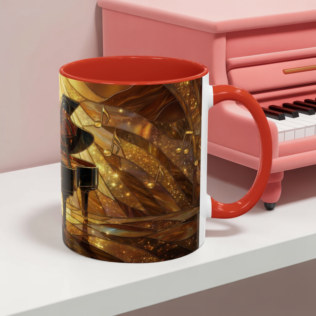 Stained Glass Piano Mug, Grand Piano Coffee Mug, Music Lover Gift Mug, Musician Art Mug, Classical Music Gift, Piano Lover Cup