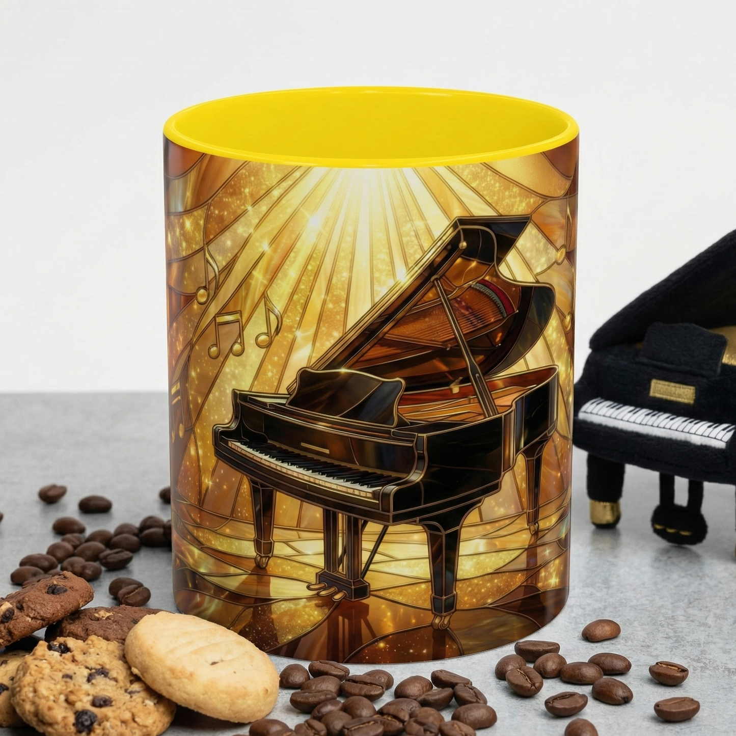 Stained Glass Piano Mug, Grand Piano Coffee Mug, Music Lover Gift Mug, Musician Art Mug, Classical Music Gift, Piano Lover Cup