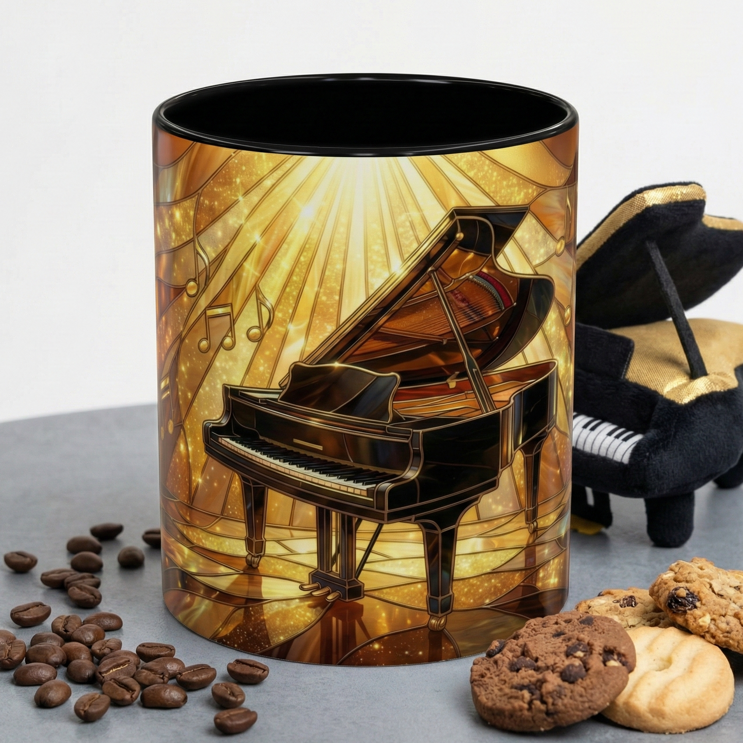 Stained Glass Piano Mug, Grand Piano Coffee Mug, Music Lover Gift Mug, Musician Art Mug, Classical Music Gift, Piano Lover Cup