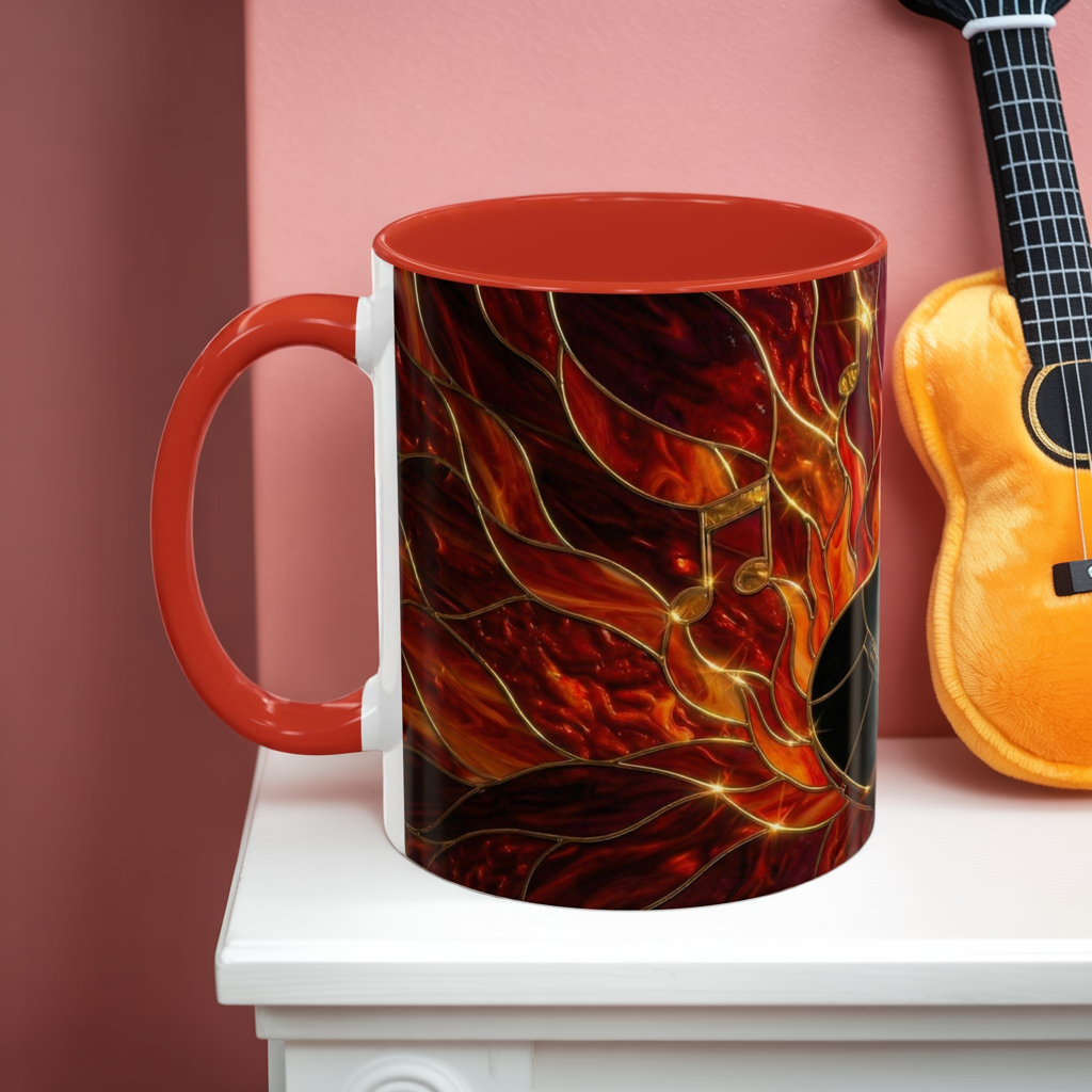 Stained Glass Guitar Mug, Fire Guitar Coffee Mug, Music Lover Gift Mug, Rock Guitar Art Cup, Musician Gift Mug, Guitar Lover Cup