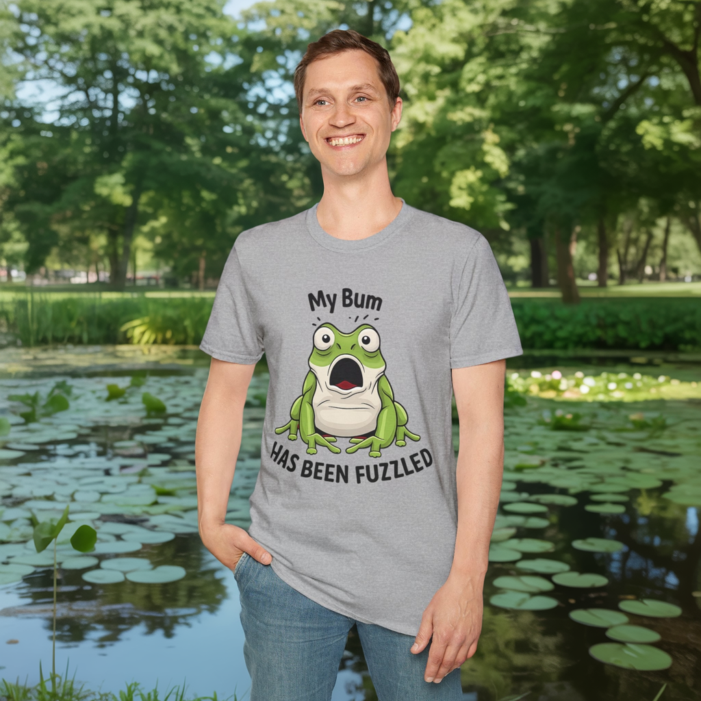 My Bum Has Been Fuzzled Shirt, Bumfuzzled Word Play Tee, Funny Frog T Shirt, Cute Shocked Frog Graphic Tee, Silly Humor Gift