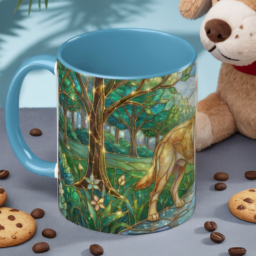 Stained Glass Labrador Mug, Dog Lover Coffee Mug, Labrador Retriever Art Cup, Pet Memorial Gift, Colorful Dog Mug, Nature Art Mug