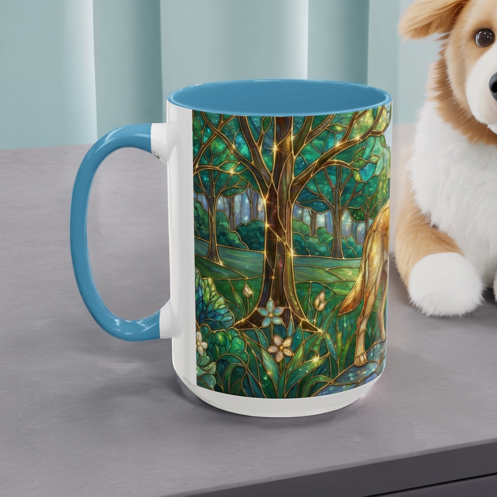 Stained Glass Labrador Mug, Dog Lover Coffee Mug, Labrador Retriever Art Cup, Pet Memorial Gift, Colorful Dog Mug, Nature Art Mug