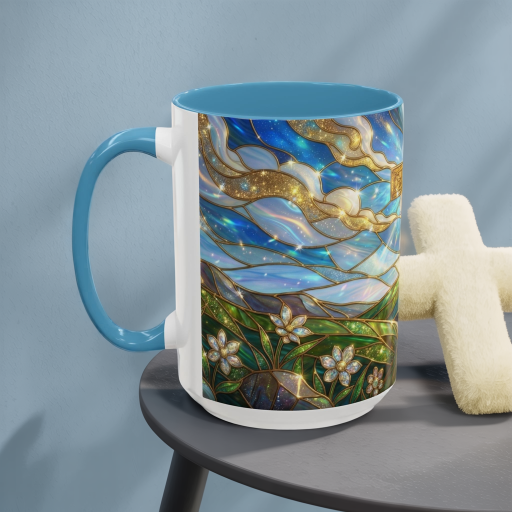 Stained Glass Cross Mug, Christian Coffee Mug, Faith Inspired Art Cup, Religious Gift For Women Men, Inspirational Christian Mug