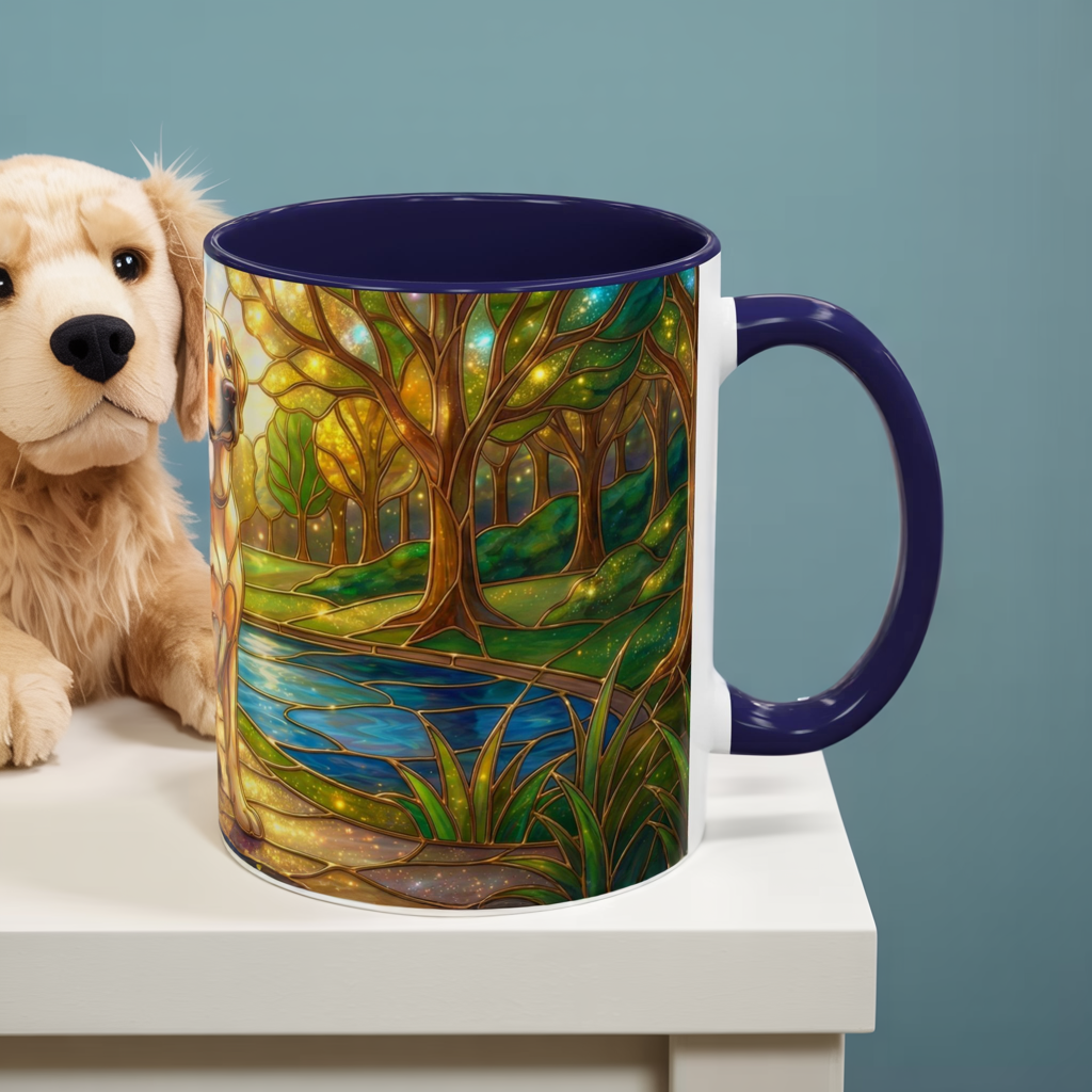 Stained Glass Labrador Mug, Dog Lover Coffee Mug, Labrador Retriever Art Cup, Pet Memorial Gift, Colorful Dog Mug, Nature Art Mug
