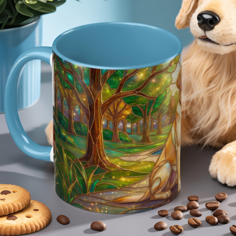 Stained Glass Labrador Mug, Dog Lover Coffee Mug, Labrador Retriever Art Cup, Pet Memorial Gift, Colorful Dog Mug, Nature Art Mug