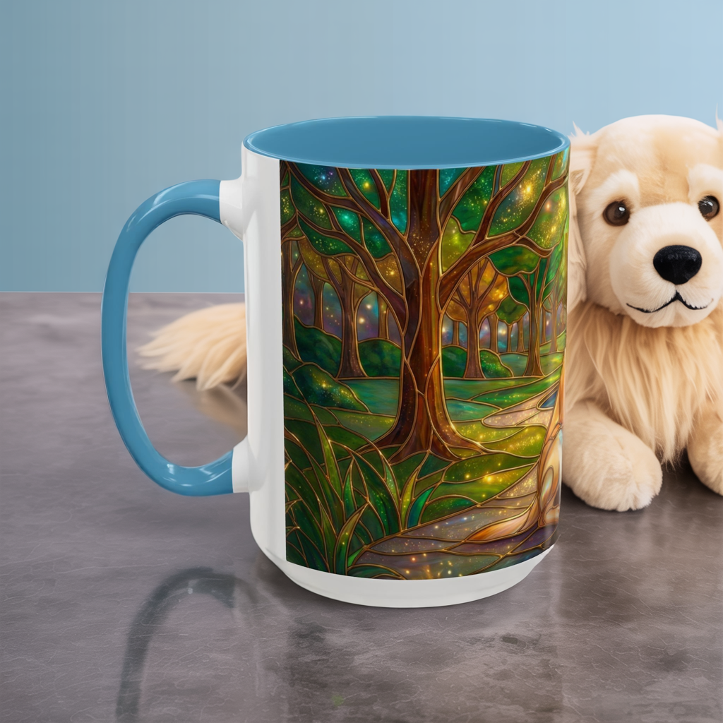 Stained Glass Labrador Mug, Dog Lover Coffee Mug, Labrador Retriever Art Cup, Pet Memorial Gift, Colorful Dog Mug, Nature Art Mug