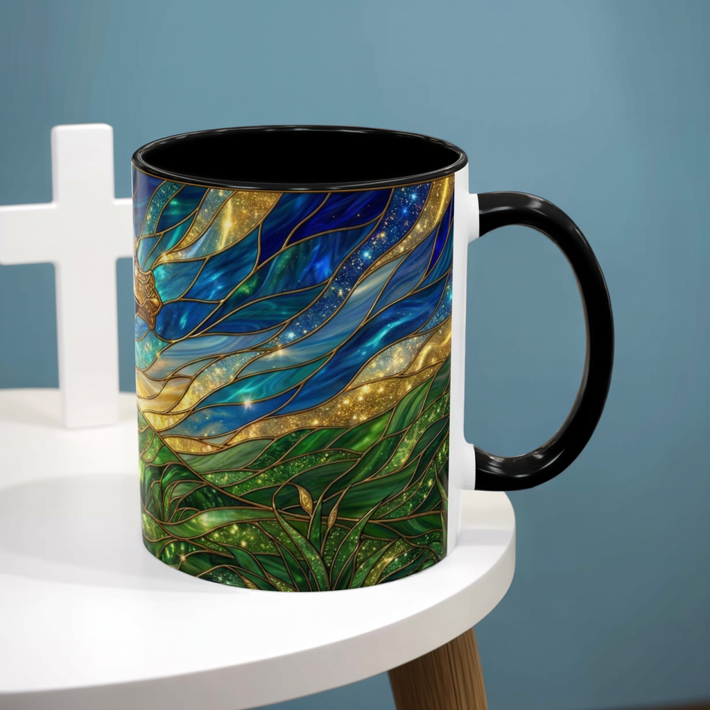 Christian Cross Mug, Stained Glass Cross Coffee Mug, Religious Gift For Christian, Faith Based Mug, Inspirational Bible Mug