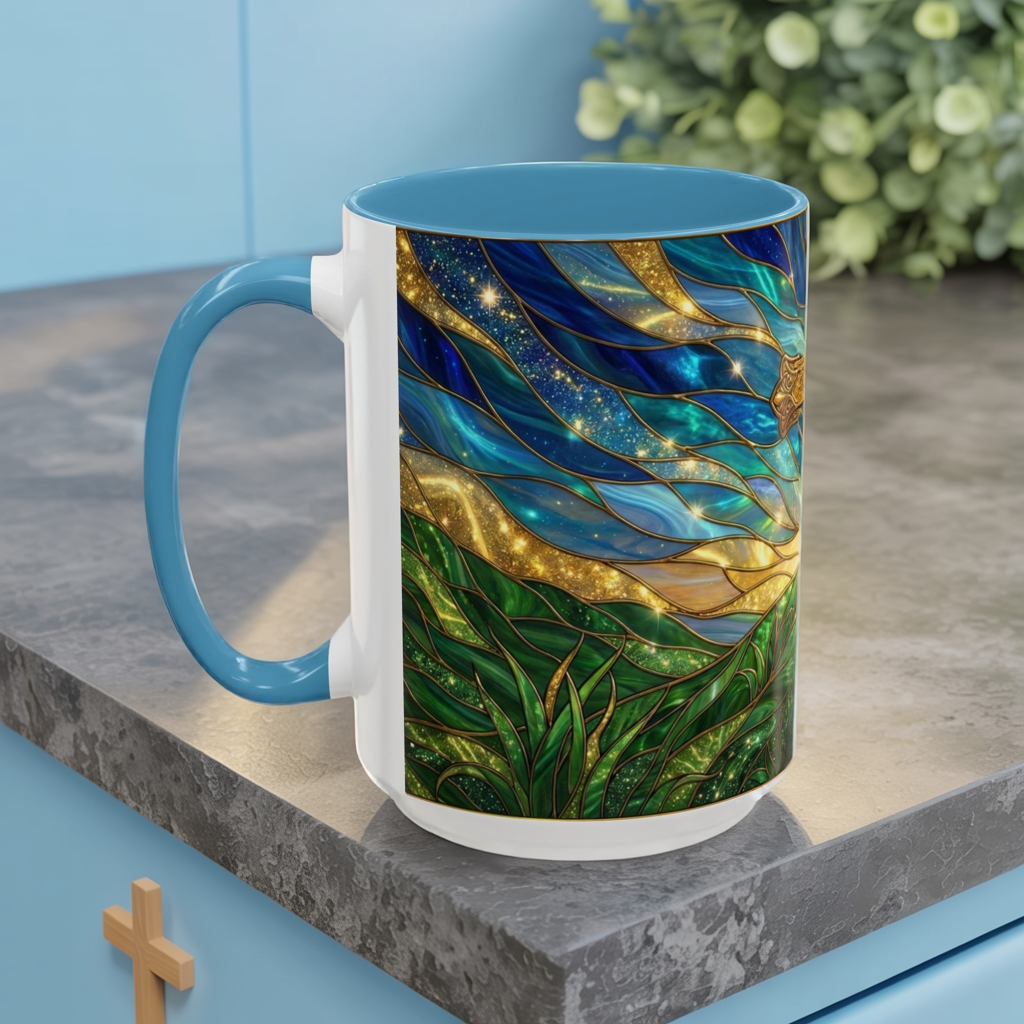Christian Cross Mug, Stained Glass Cross Coffee Mug, Religious Gift For Christian, Faith Based Mug, Inspirational Bible Mug