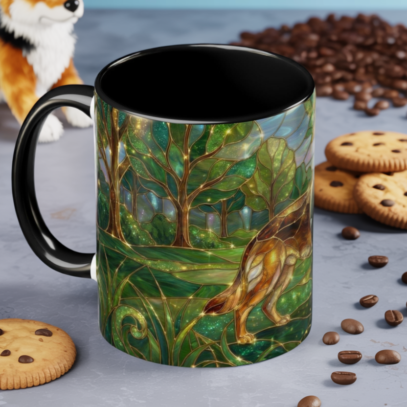 German Shepherd Mug, Stained Glass Dog Coffee Mug, German Shepherd Art Cup, Dog Lover Gift, Pet Memorial Mug, Colorful Dog Mug
